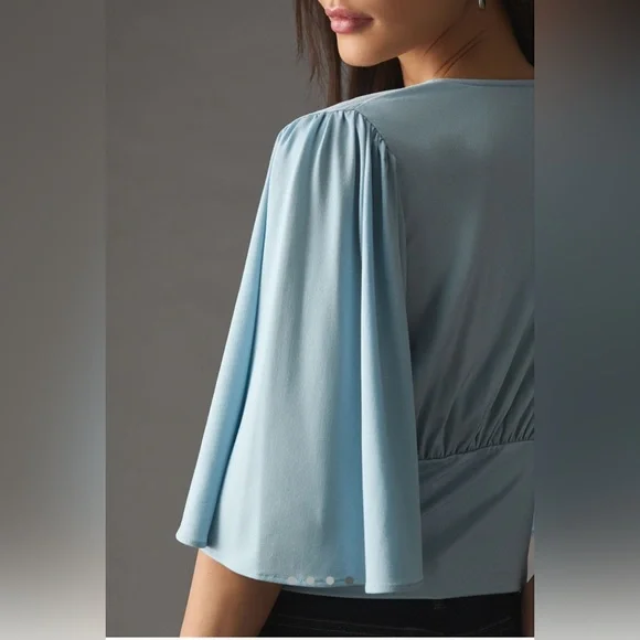 By Anthropologie Draped V-neck Top - Picture 3 of 5
